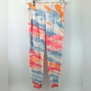 Young Fabulous & Broke Tie Dye Cargo Jogger Pants Athleasure Cotton Blend Blue S